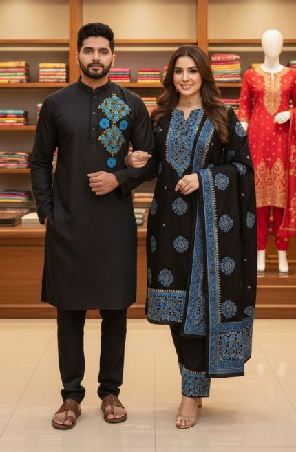 Panjabi Three Piece Couple Set