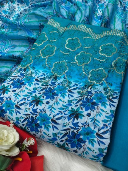 Unstitch Printed Three Piece